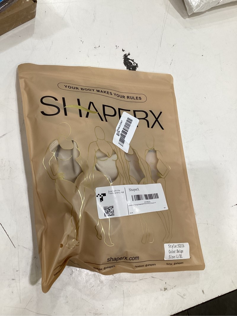 Condition photo showing Good Condition for shaperx women's tummy control shapewear thong bodysuit seamless waist snatching body shaper large-x-large beige thong