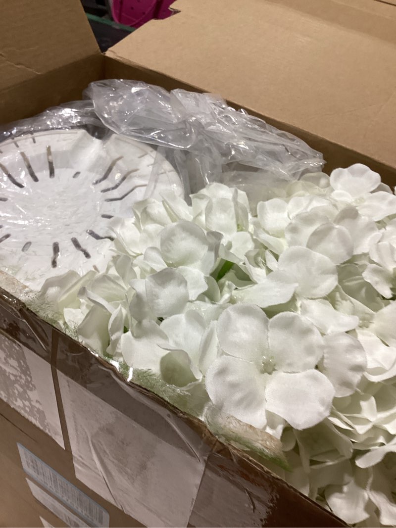 Condition photo showing Good Condition for suncalla 2 pack artificial hydrangea flowers in pot, 20 inch faux silk hydrangea arrangement, gradient purple potted fake flowers for table centerpiece, home, wedding, entryway decor(white)
