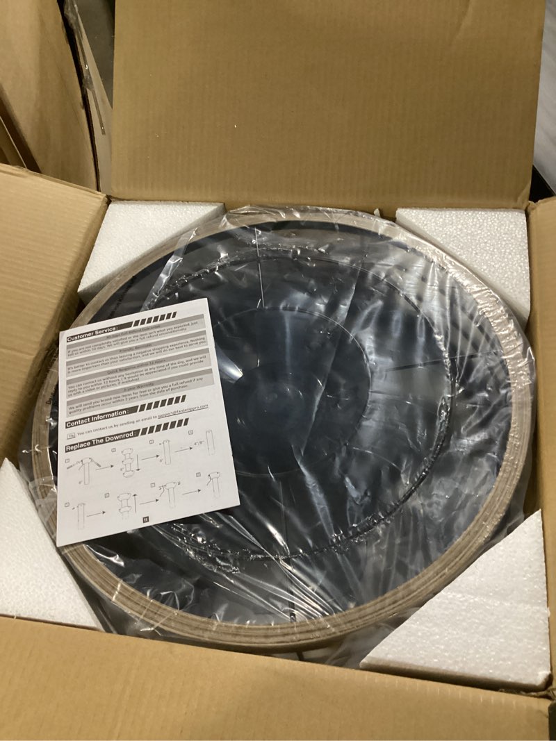 Condition photo showing Good Condition for LEDIARY 16.5in Caged Ceiling Fan with Light, Fandelier Industrial Ceiling Fan with Remote, Rustic Metal Fan Lights Ceiling Fixtures for Kitchen, Farmhouse, Bedroom?6 Speed,1/2/4/8h Timing?-Brown Brown 16.5 Inch