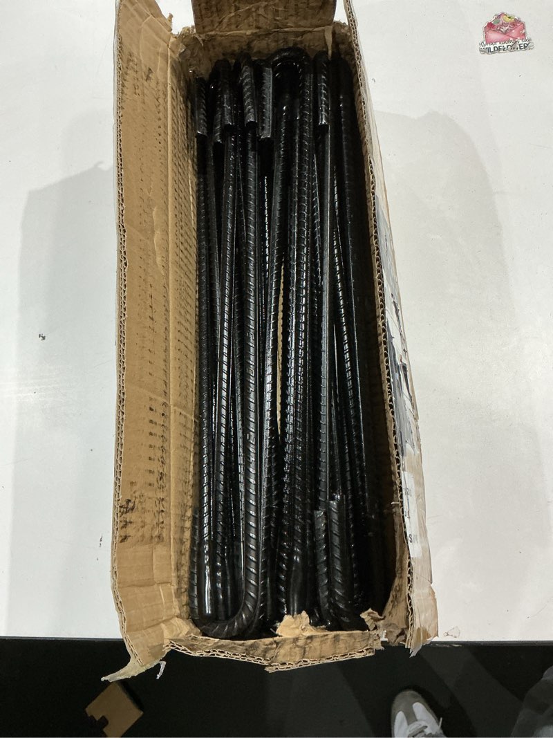 Condition photo showing Good Condition for vvokgo rebar stakes 18 inch j hook heavy duty ground anchors (32-pack), 3/8" diameter metal steel extra long fence stakes with chisel point end for greenhouse, gazebo, carport, camping tents, black j-18 inch-32 pcs j-18 inch-?3/8"-black