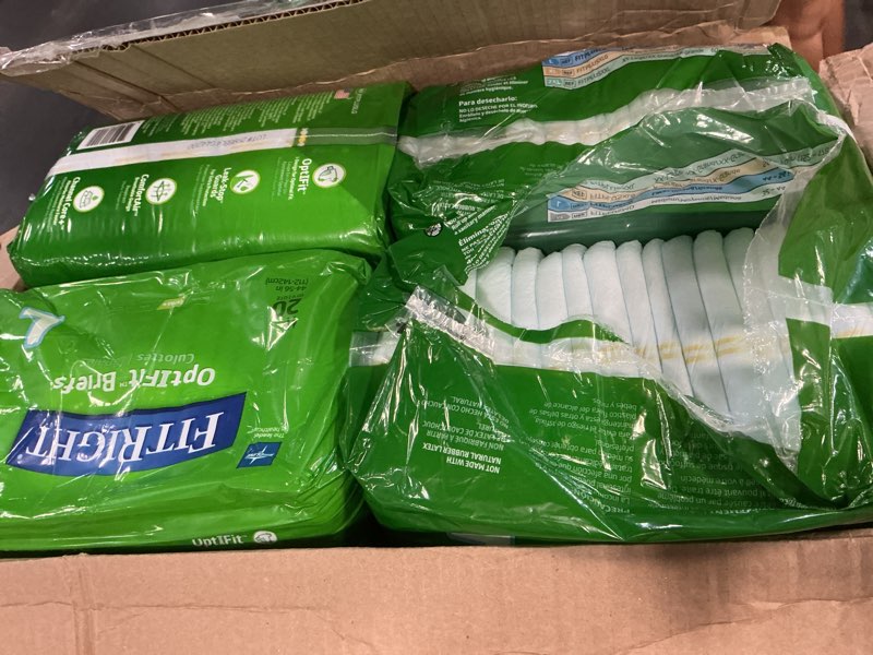 Condition photo showing Good Condition for fitright optifit extra+ adult diapers with leak stop guards, disposable incontinence briefs with tabs, moderate absorbency, large, 44"-56", 20 count (pack of 4)