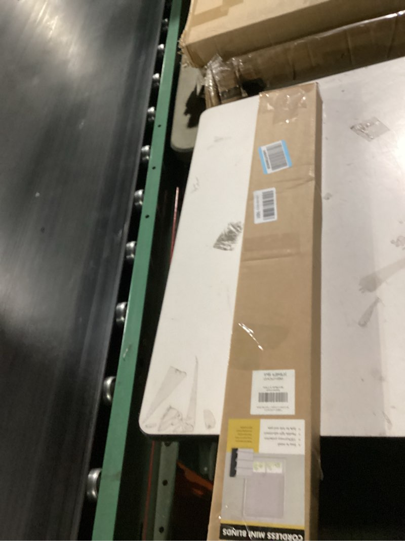 Condition photo showing New/Like New for no drill blinds for windows 1" vinyl l-shaped slats cordless mini blinds for home, 34" w × 48" h black black 34" w × 48" h