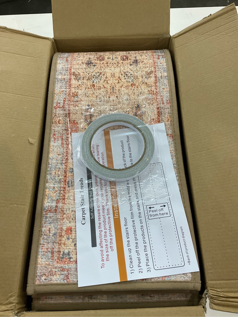 Non-Slip Stair Treads for Wooden Steps, 15PCS Stair Runner Carpets with Adhesive Backing,8"x30" Peel