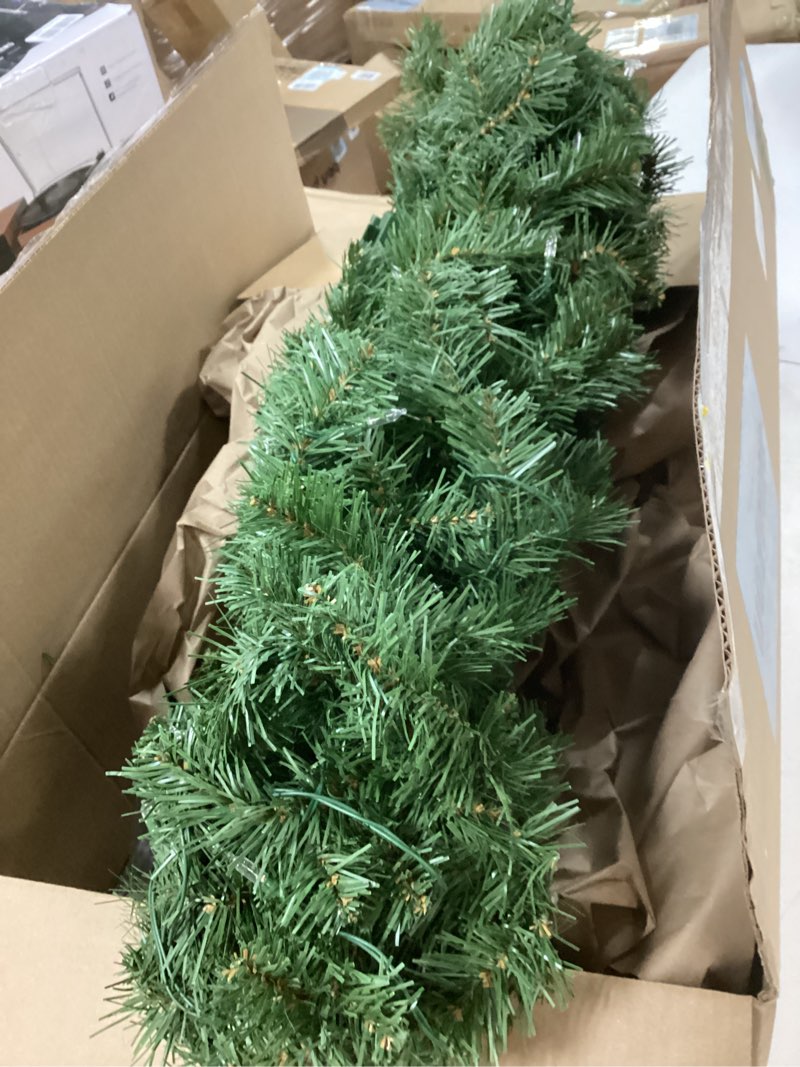 Condition photo showing Good Condition for National Tree Company 9 ft Pre-Lit North Valley Spruce Artificial Christmas Garland, Christmas Decoration with 50 LED Lights, 200 Tips, 10 Light Functions, Timer, Green