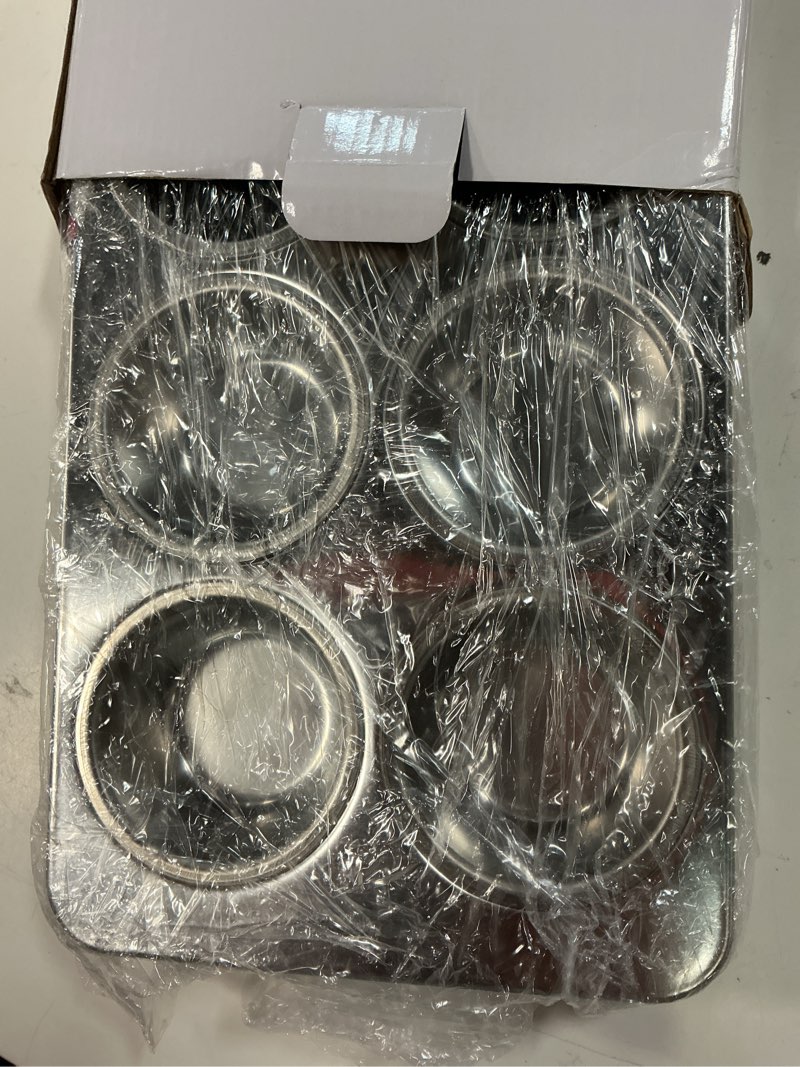 Condition photo showing Good Condition for teamfar muffin pan, 6 cup muffin baking tins pans, cupcake pan tray set stainless steel for baking cakes cornbread tarts and more, healthy & non toxic, oven & dishwasher safe - set of 3 3 silver