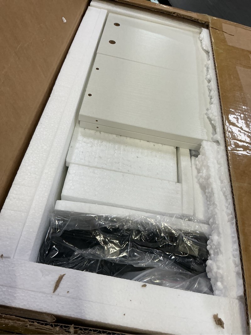 Condition photo showing Good Condition for Cyclysio Nightstand with Charging Station, Side End Table with 2 Drawers, Modern Wood Night Stand with Scalloped Pattern for Bedroom, Bedside Night Tables with Solid Wood Gourd Legs White 1