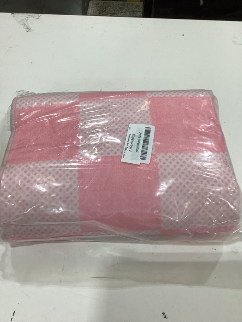 Condition photo showing New/Like New for Checkered Blush Pink and White 2x6 Washable Kitchen Runner Rug Geometric Diamond Dot Modern Soft Low-Pile Girls Long Rug for Bedroom Hallways Entryway Non-Slip TPE Backing Blush Pink 2' x 6' (Runner)