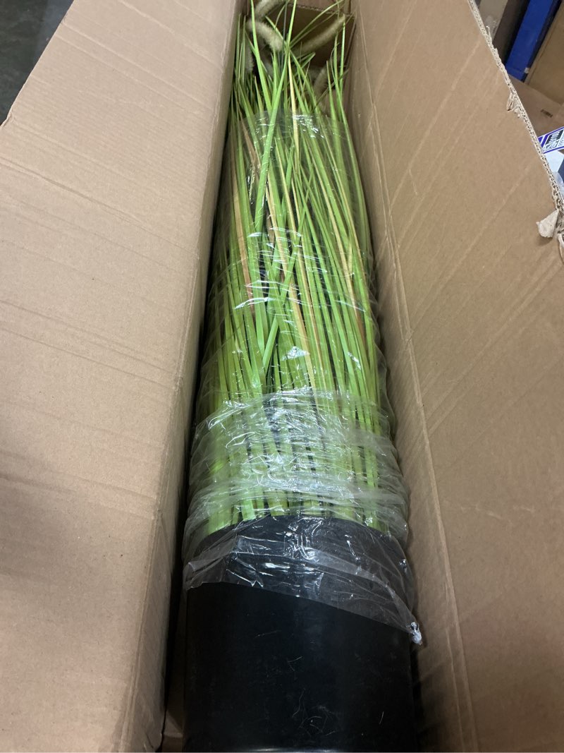 Condition photo showing Good Condition for kol artificial 5ft horsetail reed grass – 59in tall faux grass plant in pot, indoor outdoor artificial greenery for home, office, wedding & party decor