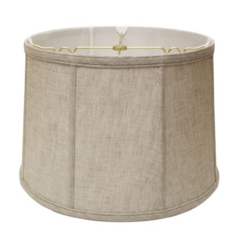 HomeRoots 12-in x 19-in Cream Linen Drum Lamp Shade