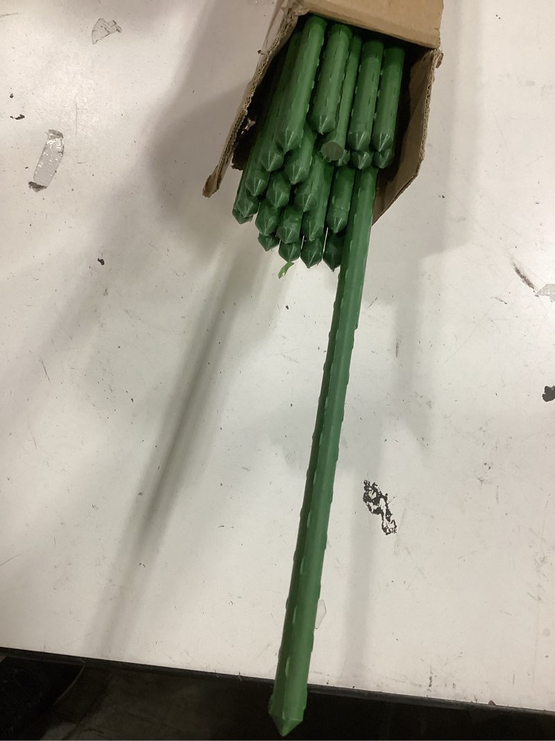 Condition photo showing Good Condition for sturdy metal garden stakes 5 ft plastic coated steel plant sticks for tomatoes,trees,cucumber,fences,beans,pack of 25 11mm-5 feet-25 pack