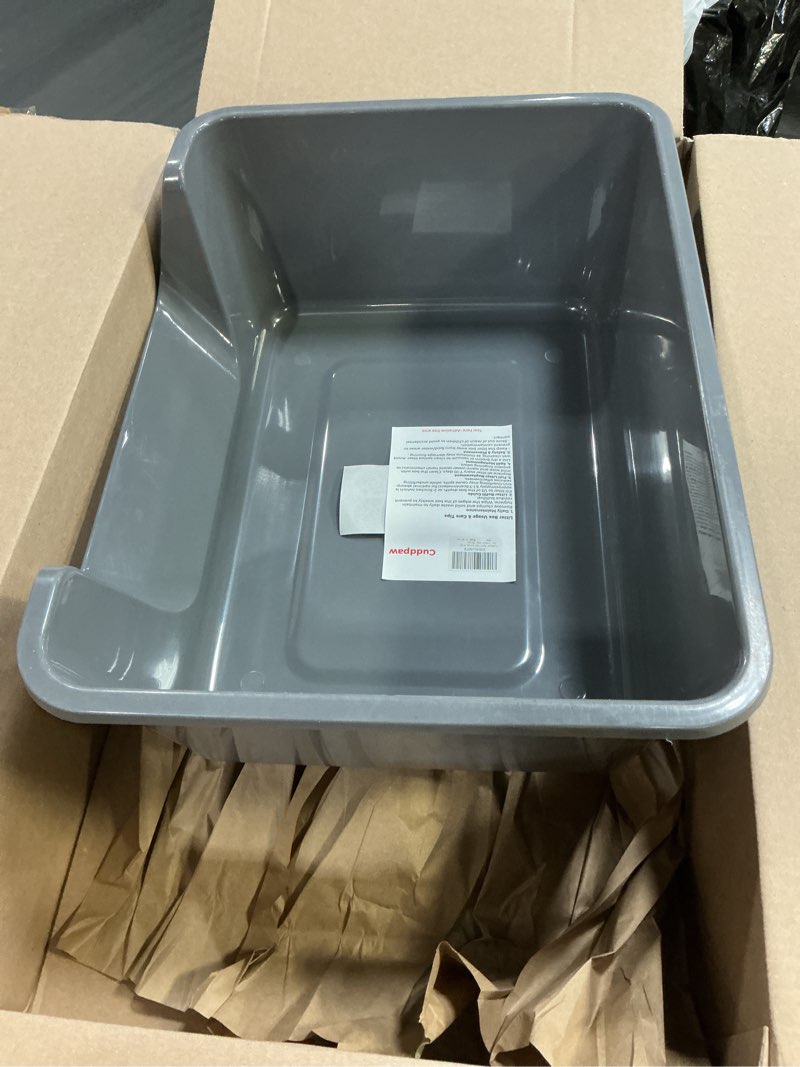 Condition photo showing Good Condition for Open-Top Large High Sides Cat Litter Box with Low Entrance, Suitable for Small and Elderly Cats, Anti-Splash, 19.8” x15.6”x7.3” for Indoor Use (Grey?Moon Gray?)