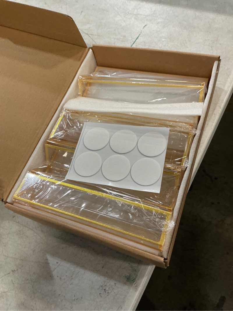 Condition photo showing Good Condition for gold frames 8x10 acrylic sign holder double-sided picture frames for menu, wedding table number, christmas photos with removable round stickers - 6 pack 8x10-6 pack-gold