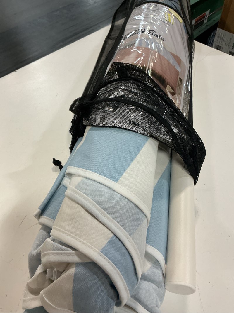 Condition photo showing Good Condition for 7.5" round valance outdoor patio umbrella blue stripe - room essentials™