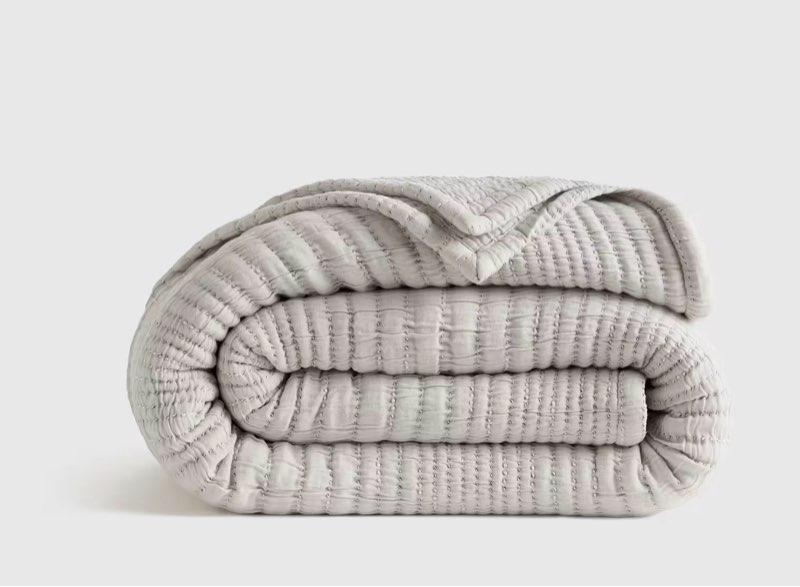 quince organic cotton channel stitch coverlet cal/king size cloud without sham set