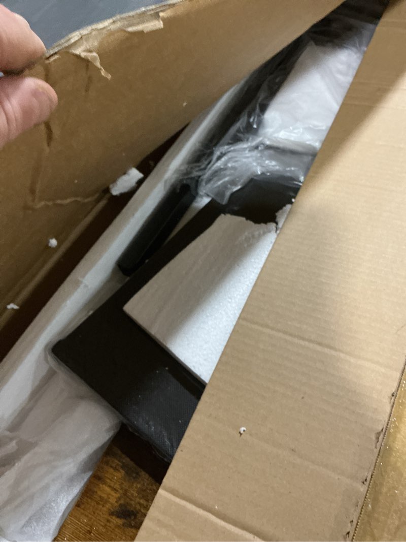 Condition photo showing As Is for Huuger 63 Inch L Shaped Desk with Fabric Drawers, Computer Office Desk with Power Outlets and USB-C Port, Corner Desk with Storage Shelves, for Gaming Work Study Home Office, Reversible, Rustic Brown 63 inch Rustic Brown