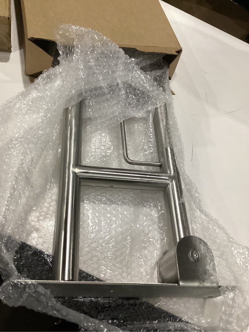 Condition photo showing Good Condition for toilet grab bar 22.4 inch, munzong anti-slip handicap grab bars with paper holder, flip-up bathroom toilet safety rails, stainless steel knurled support handrails for seniors elderly disabled pregnant 24 inch satin nickel