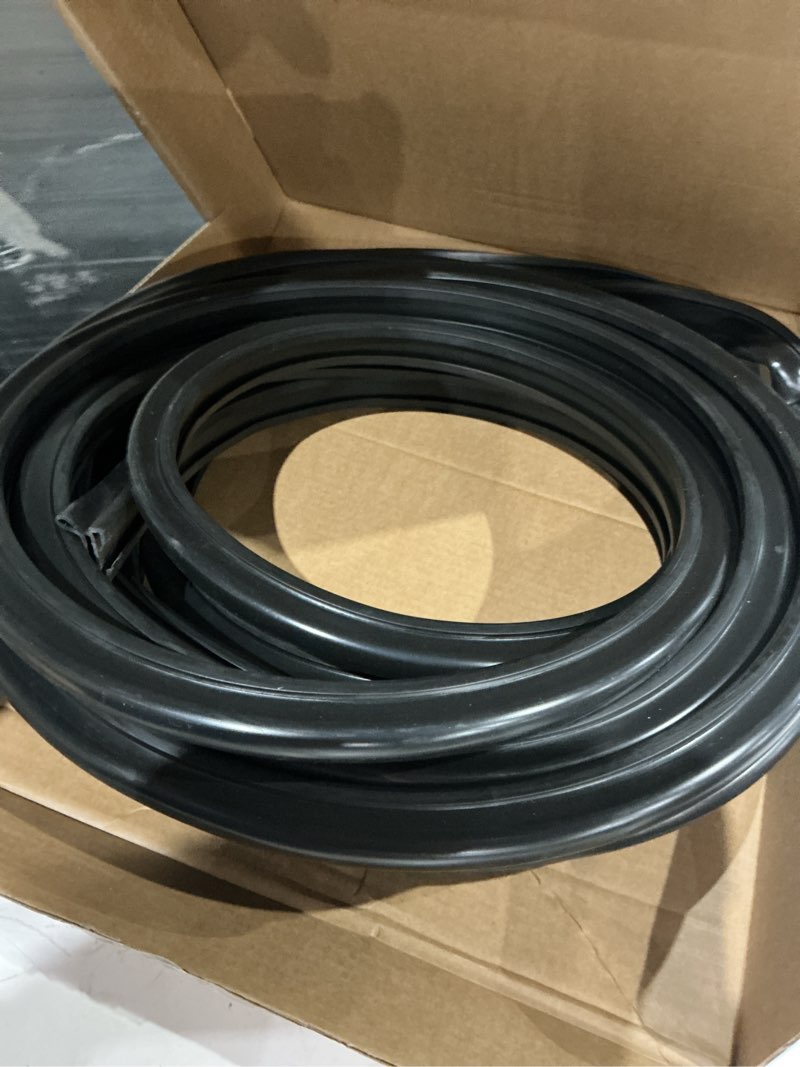 Condition photo showing As Is for black rubber 018-312-ekd for 1" x 15/16" x 35' d-seal rv slide out system