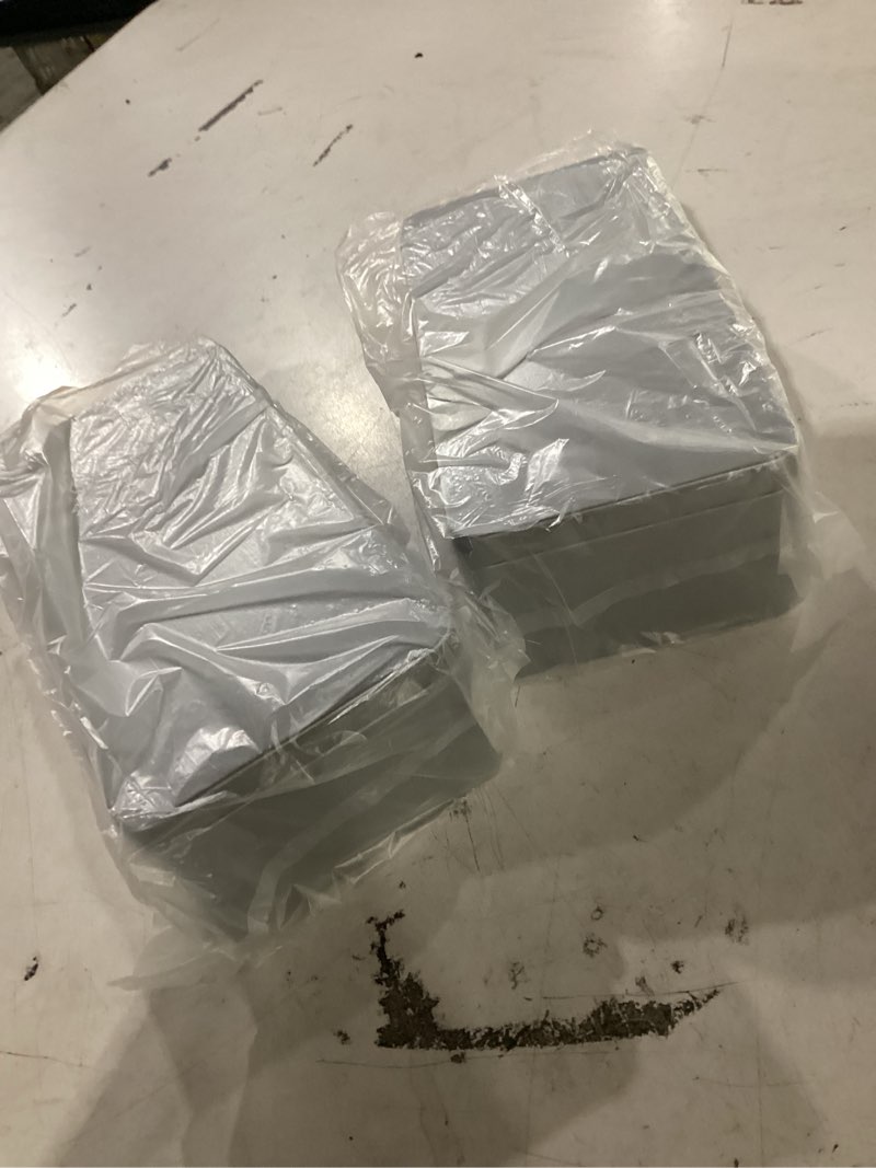 Condition photo showing Good Condition for garneck 2 pack rectangular metal tin box with lid, 7x3.8x2.5 inch silver storage tin containers for crafts cookies tea jewelry & small items empty metal box for gift home office food