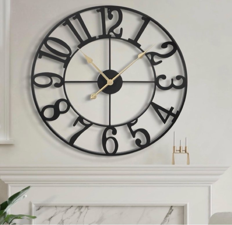 lbc.jzju24inches/60cm large wall clocks battery powered no ticking silent round black modern unique 