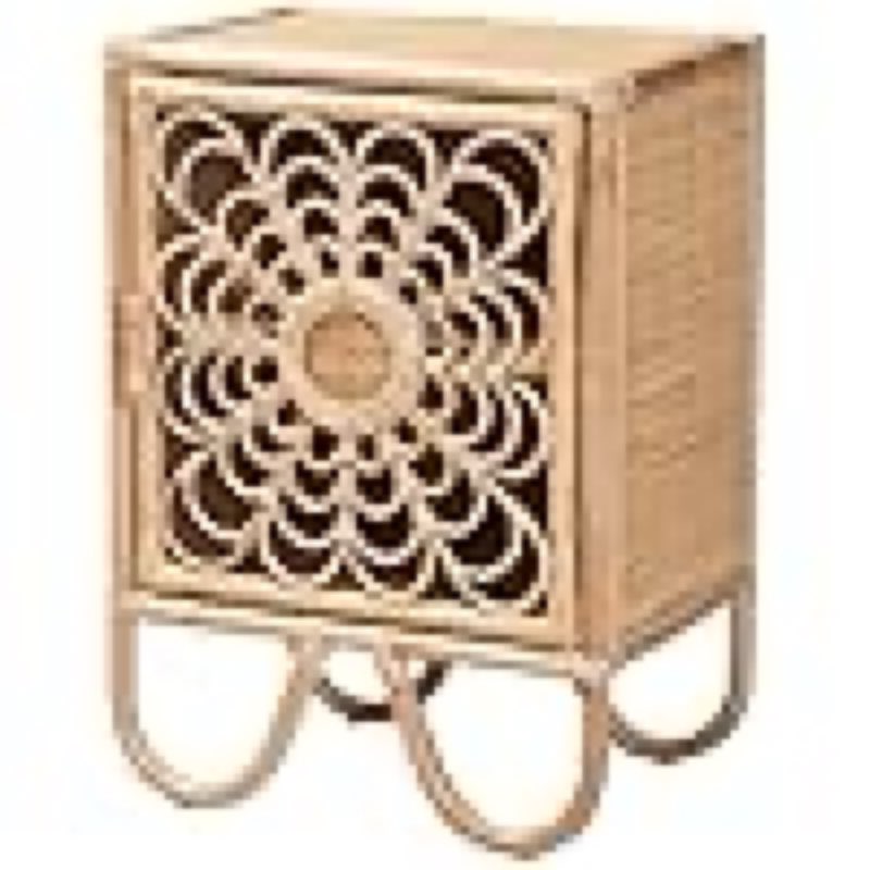 Baxton Studio Acelin Modern Bohemian Natural Brown Rattan Nightstand