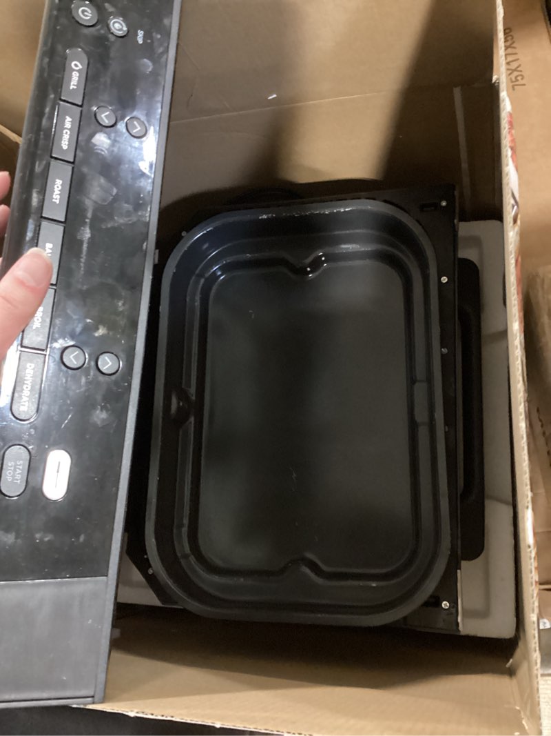 Condition photo showing As Is for Ninja DG551 Foodi Smart XL 6-in-1 Indoor Grill with Air Fry, Roast, Bake, Broil, & Dehydrate, Foodi Smart Thermometer, 2nd Generation, Black/Silver 6-in-1 With Thermometer