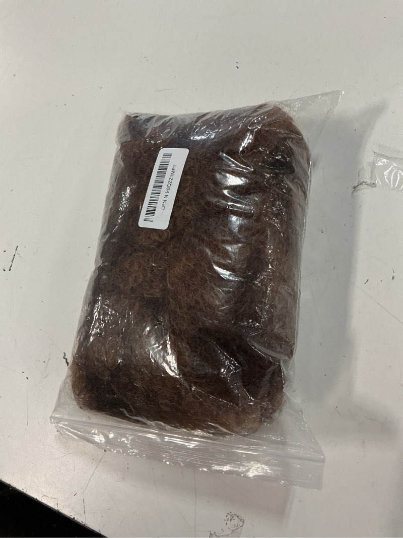 Condition photo showing New/Like New for natural curly brown wig (with 2 wig caps)