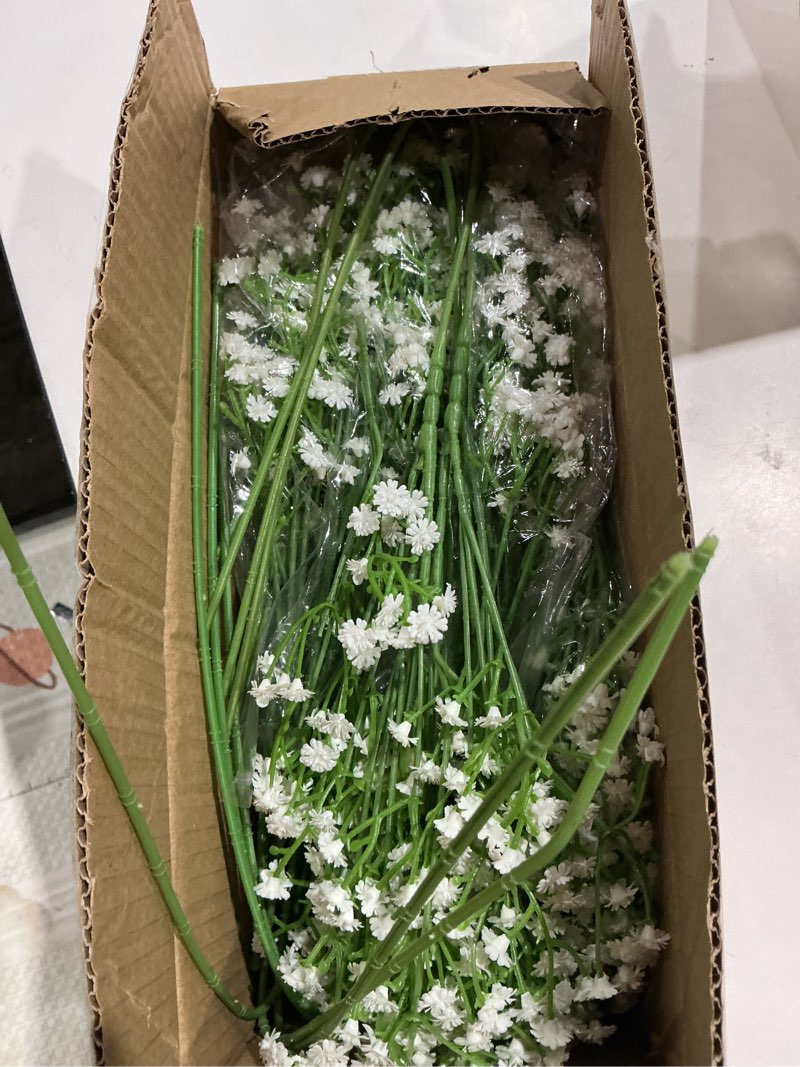 Condition photo showing Good Condition for sukh 30 babys breath artificial flowers - white fake flowers baby's breath gypsophila realistic bouquet flores artificiales para decoracion plants for wedding table centerpieces, home decoration