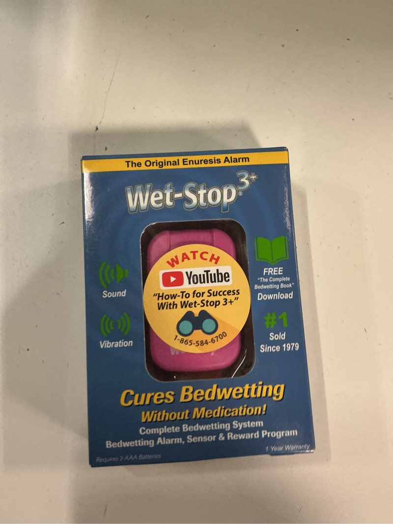 Condition photo showing New/Like New for wet-stop 3 bedwetting enuresis alarm with loud sound and strong vibration for boys or girls, proven solution for bedwetters (pink)