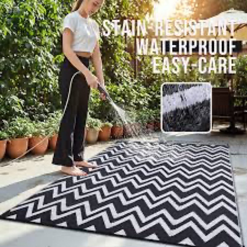 OLANLY Waterproof Outdoor Rug 8x10 ft Clearance, Reversible Outdoor Plastic Straw Rug, RV Mat, Indoo