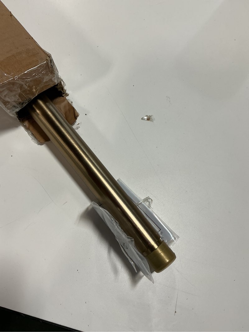 Condition photo showing As Is for Ivilon Tension Curtain Rod - Spring Tension Rod for Windows or Shower, 36 to 54 Inch. Warm Gold 36" to 54" Warm Gold