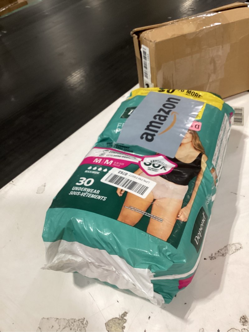 Condition photo showing New/Like New for depend fresh protection adult diapers, incontinence & postpartum bladder leak underwear for women, disposable, maximum, medium, blush, 30 count, packaging may vary medium 30