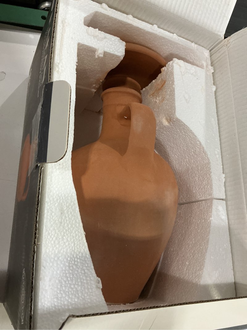 Condition photo showing As Is for hakan anadolu natural clay water pitcher set | unglazed terracotta water carafe & plate | traditional small mud jug | pottery jar for drinking water (small - 51 oz) small 51 oz