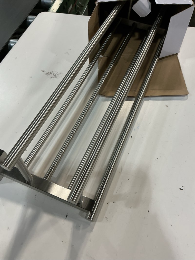 Condition photo showing Good Condition for Bathroom Towel Rack 24 Inch Tower Holder with Double Towel Bar Brushed Nickel Towel Rack Wall Mounted SUS304 Stainless Steel Hotel Towel Shelf Modern Towel Hanger 24 Inch/ 60cm Brushed Nickel