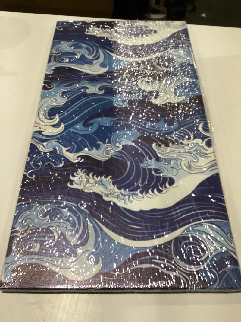 Condition photo showing Good Condition for great wave decor japanese canvas wall art seascape picture asian landscape canvas prints blue poster kanagawa artwork for living room bedroom home decor framed - 12.00"x24.00" art-2 24"l x 12"w