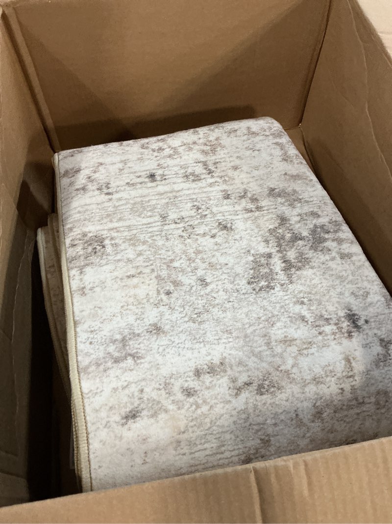 Condition photo showing Good Condition for ruugme 4x12 runner rug for hallway: washable non-slip long wide carpet runner for kitchen entryway - abstract low-pile thin throw floor mat for modern farmhouse decor (4x12 beige-brick) 4' x 12' (runner) brick/brown/beige