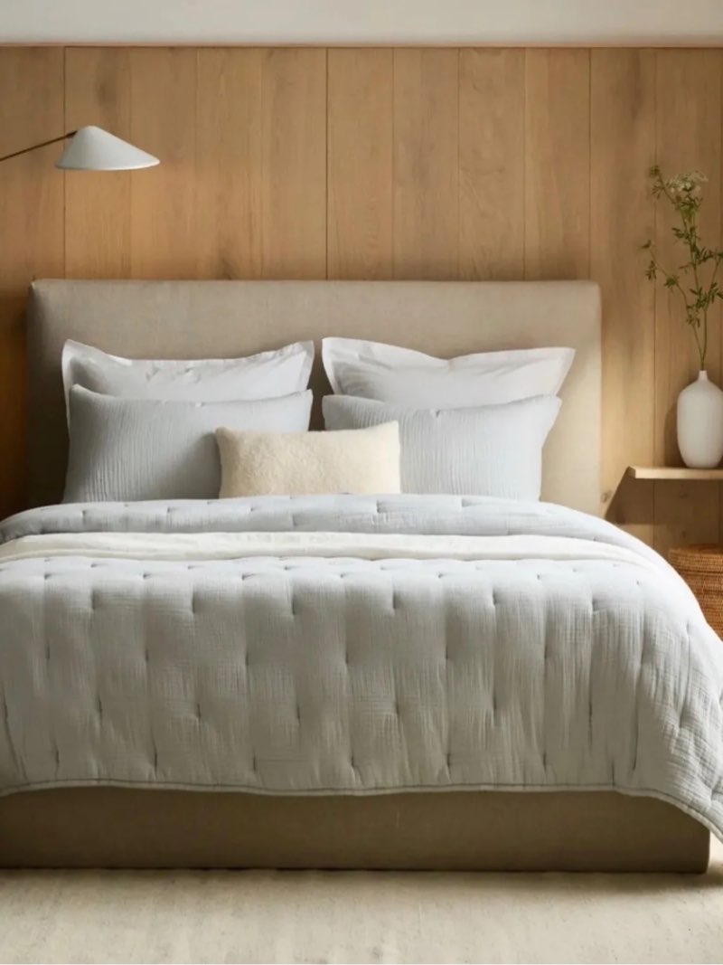 Quince Organic Airy Gauze Dream Quilt King/Cal King in Mist (1 piece )