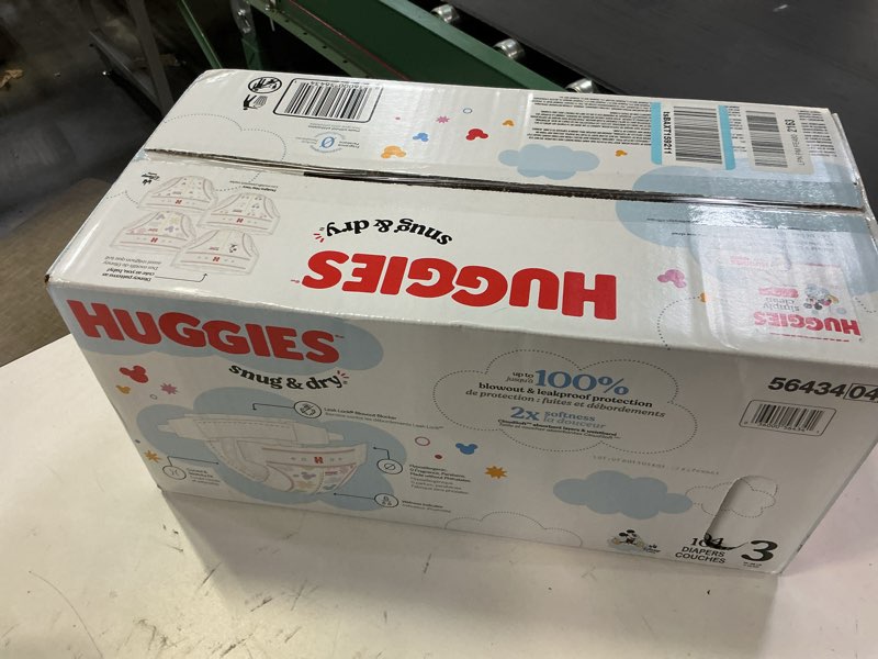 Condition photo showing New/Like New for Huggies Size 3 Diapers, Snug & Dry Baby Diapers, Size 3 (16-28 lbs), 104 Count, Packaging May Vary Size 3 104
