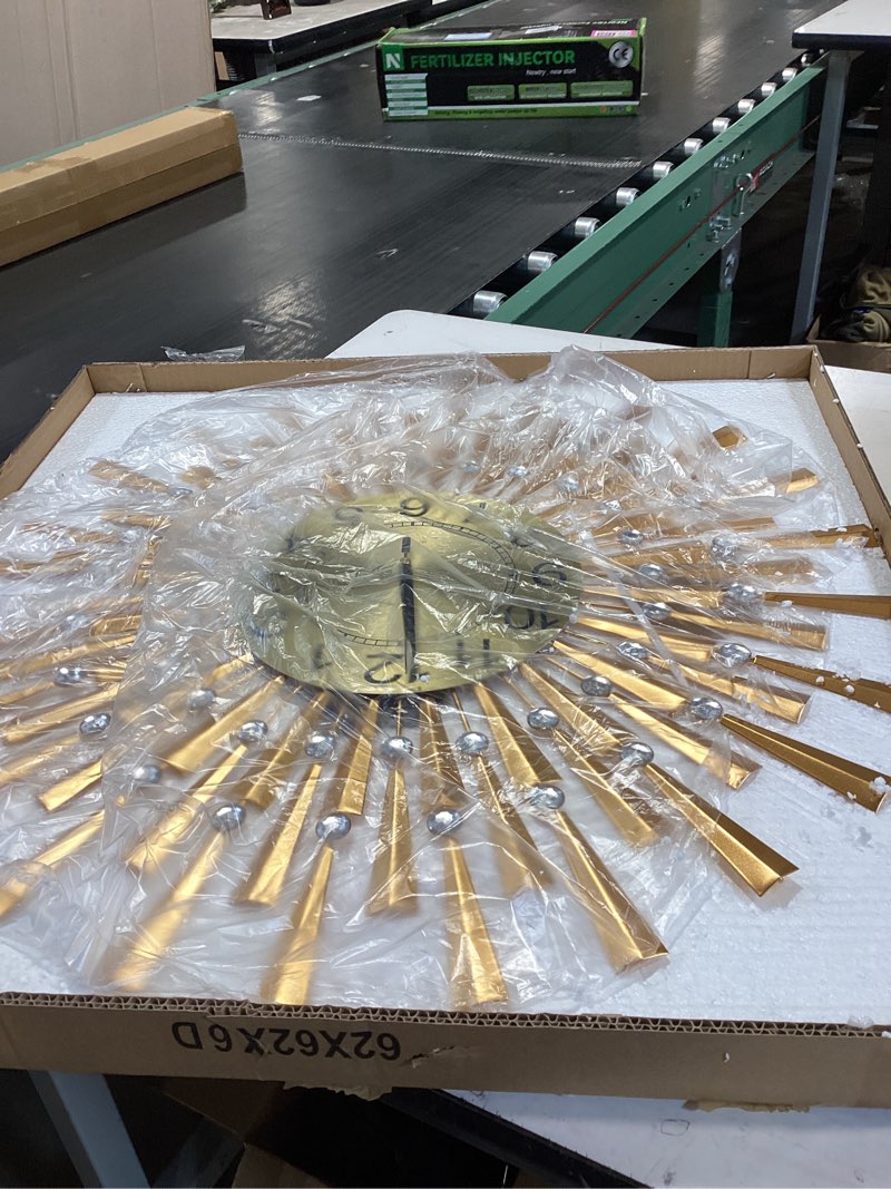 Condition photo showing Good Condition for fleble large wall clocks for living room decor modern gold silent wall clock battery operated non-ticking for bedroom kitchen office home decorative 24inch retro crystal clock wall decor for house gold 24 inch