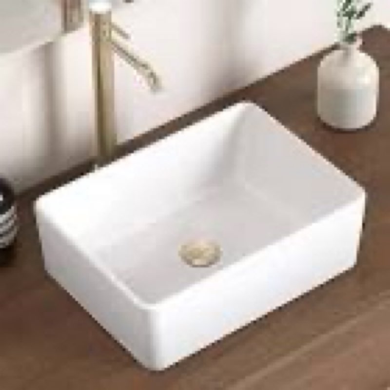 kes bathroom vessel sink, rectangular 16"x12" white vessel sink for bathroom countertop, bathroom si