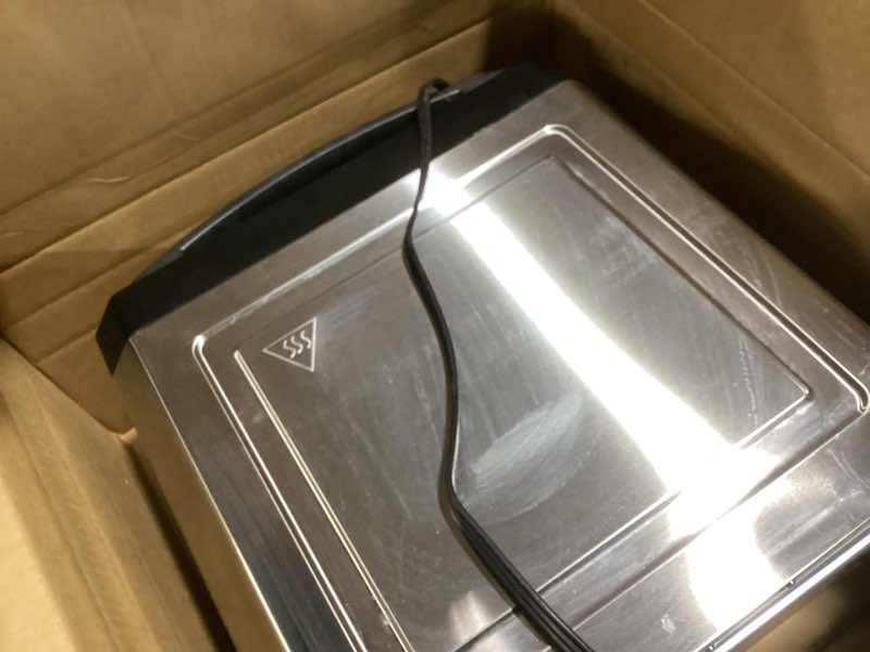 Condition photo showing As Is for Electric Pizza Oven Indoor, Heats up to 800°F, 12” Pizzas in Minutes, Countertop Pizza Oven with 6 Touchscreen Presets, Pizza Stone and Pizza Peel Included,Stainless Steel Pizza Maker Machine for Home