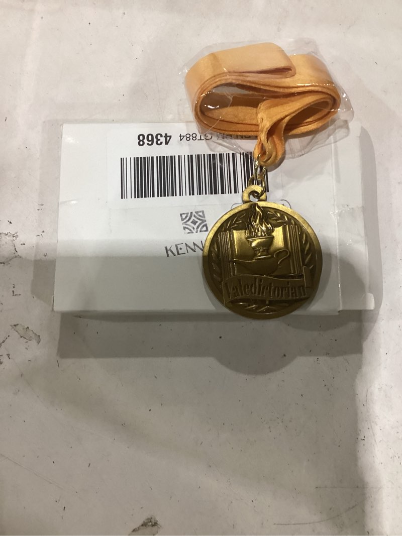 Condition photo showing New/Like New for kenning 2 pcs graduation award medal valedictorian salutatorian award medal on gold grosgrain ribbon for 2026 graduation students school education academics celebration recognition party supplies