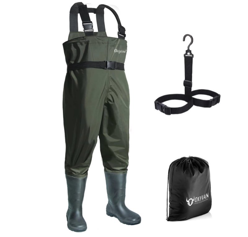 chest waders with boots for men & women, nylon/pvc lightweight fishing wader with boots hanger