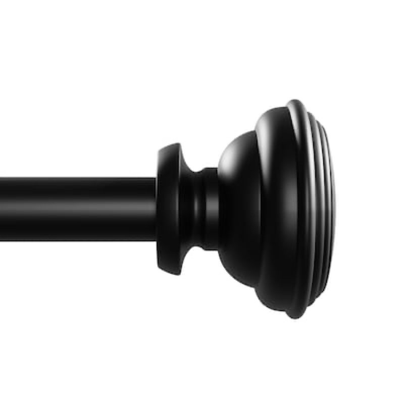 Style Selections Sema 48-in to 84-in Matte Black Steel Single Curtain Rod with Finials