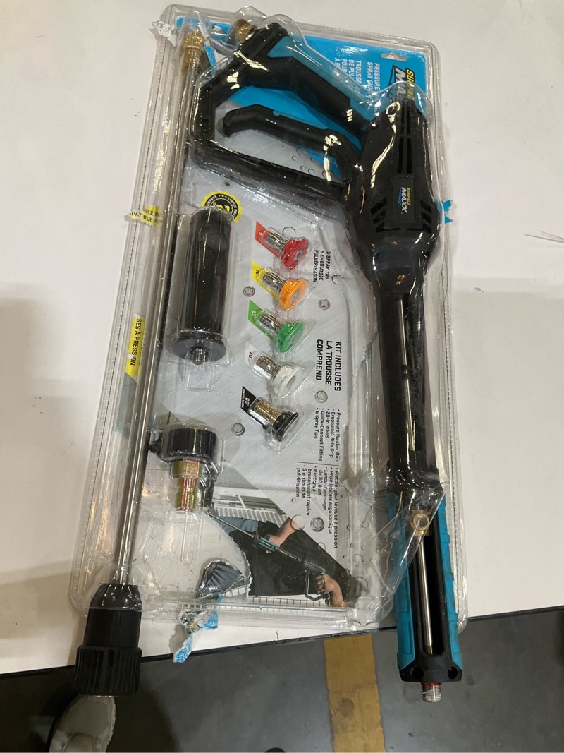Condition photo showing As Is for surfacemaxx 4500 psi plastic pressure washer spray gun kit
