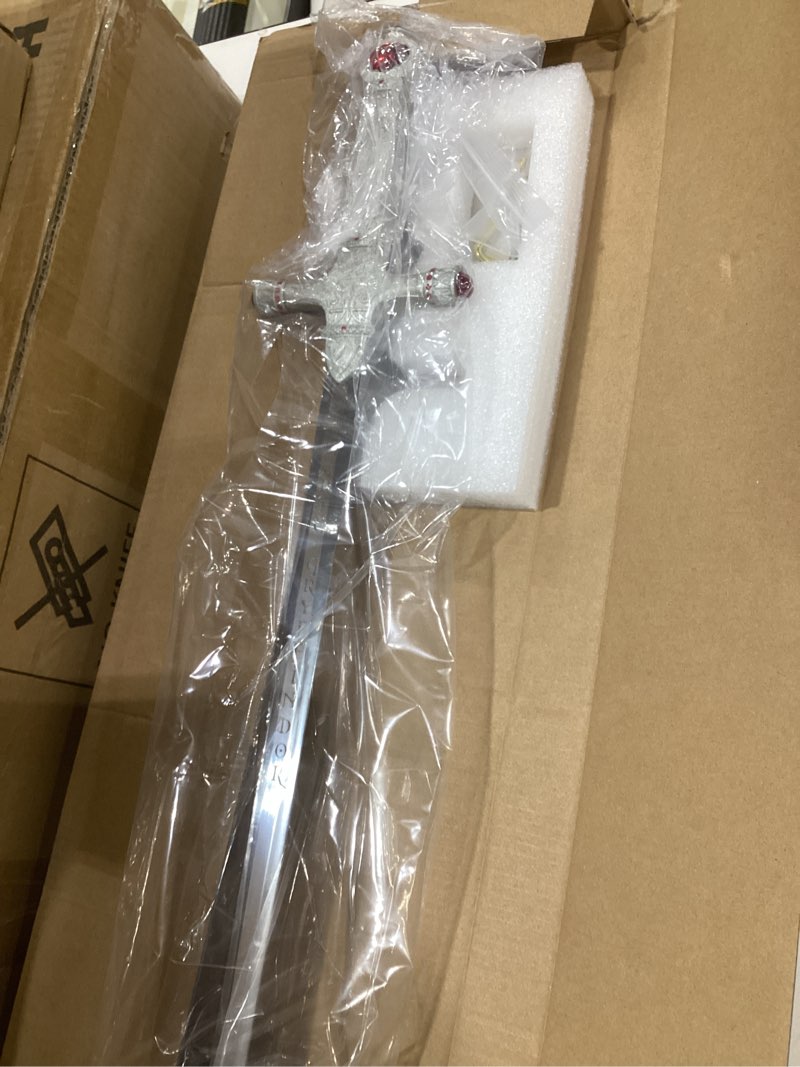 sword valley medieval-themed ornamental sword with wall mount - stainless steel blade, 80cm/31.5" length - each sword is equipped with a hanging board (d-white hilt with scabbard)