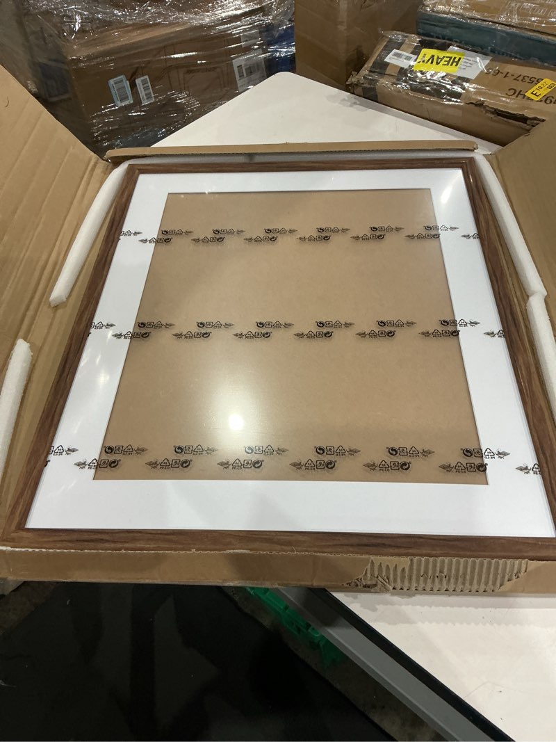 Condition photo showing New/Like New for rustic walnut 20x24 frame - single frame, 20 x 24 poster frame with mat for 16x20, picture frames for artwork, puzzles, photos and movie posters, perfect christmas frame 20" x 24" / 16" x 20" mat