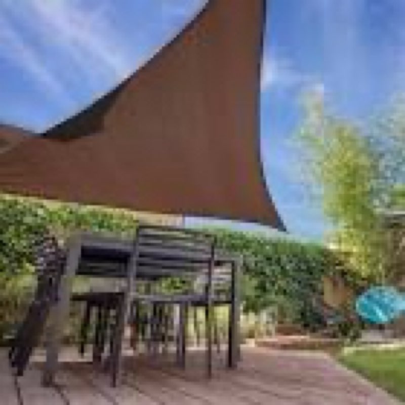 sunny guard sun shade sail 12' x 12' x 17' triangle brown uv block sunshade for backyard yard deck p