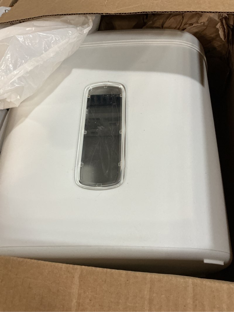 Condition photo showing As Is for amazon basics 8-sheet cross cut paper and credit card shredder for security, heavy duty, white 8 sheet white