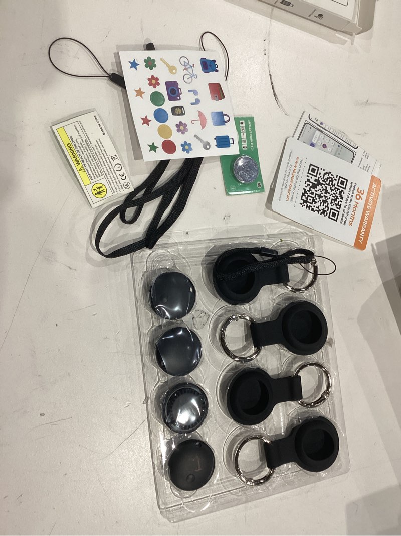 Condition photo showing Good Condition for air tags for android,air tags-4 pack android,2 year battery life,android tracker tags with 4 case,google find trackers for google's find hub app,ip65 waterproof luggage tracker for keys black