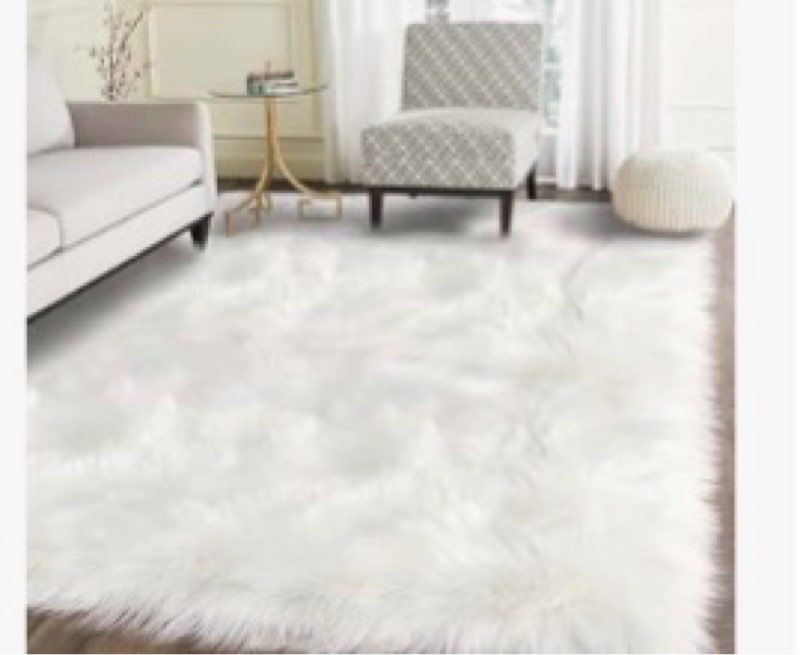 White soft plush area rug (unknown size)